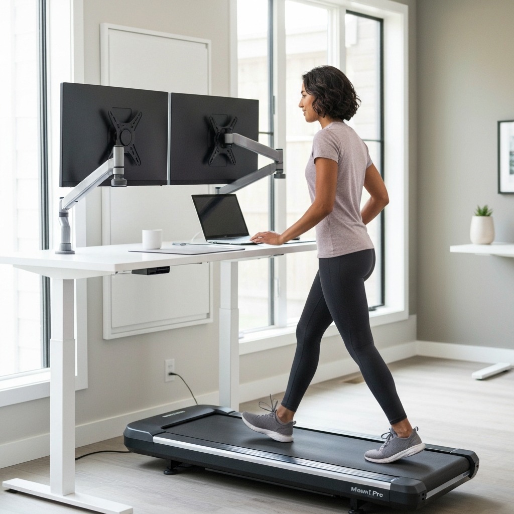 MOUNT PRO Dual Monitor Mount arm for standing walking pad desk