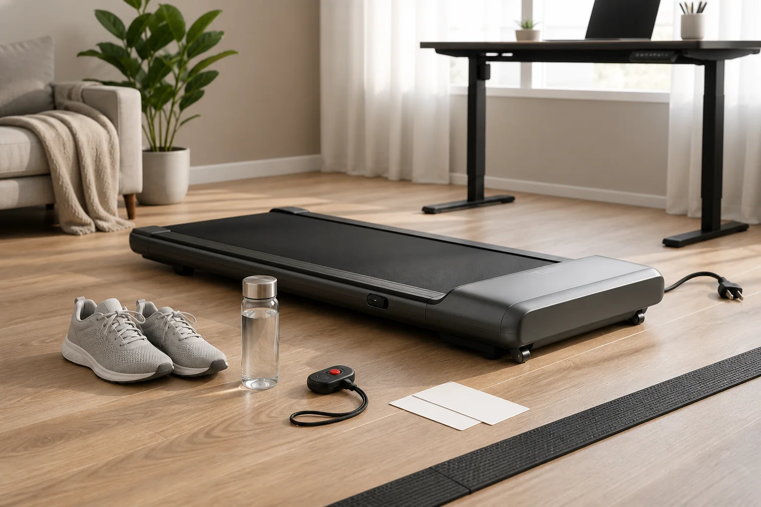 Walking pad equipment and setup illustrating Walking Pad Safety Tips: Complete Guide
