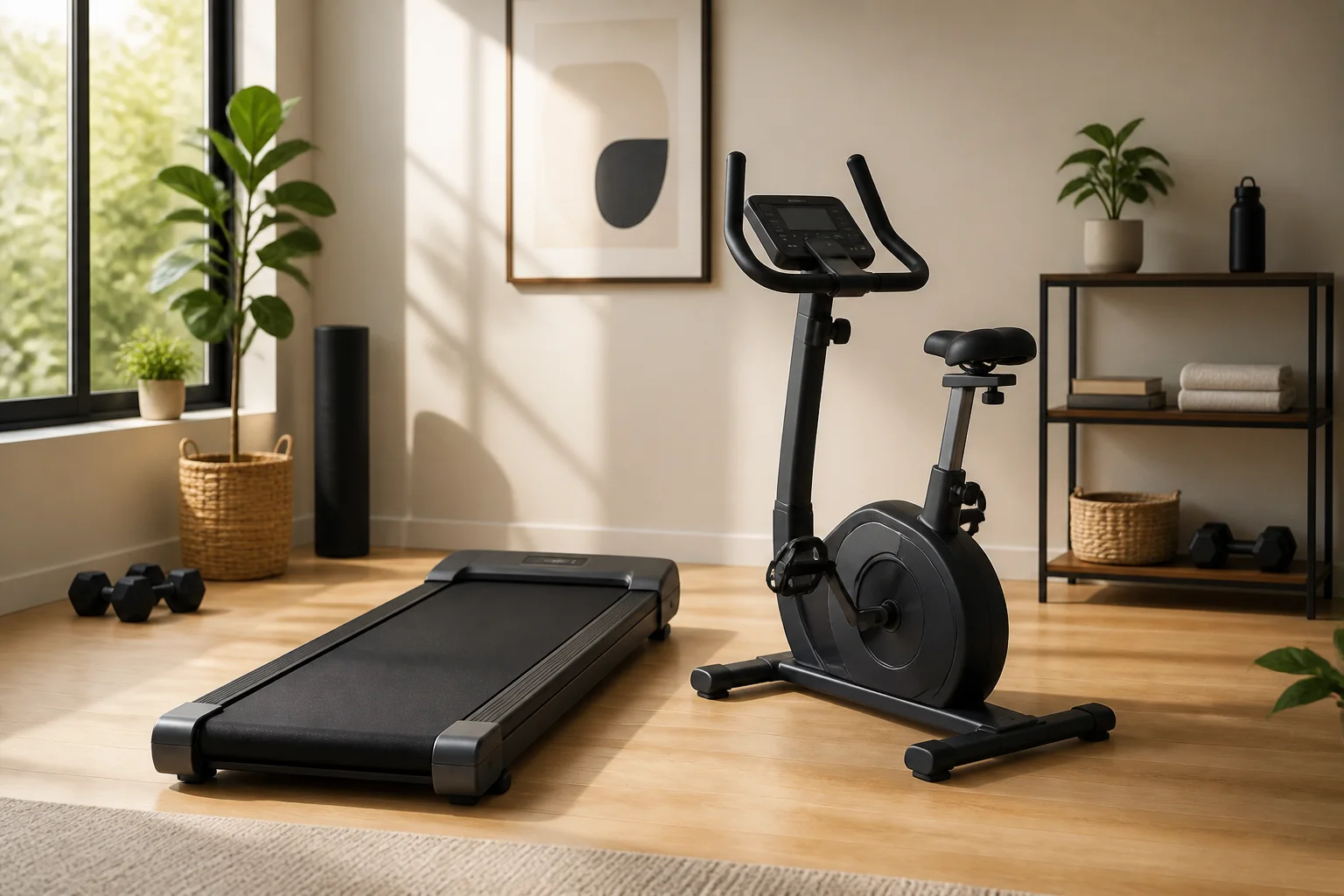 Walking pad equipment and setup illustrating Walking Pad vs Exercise Bike: Which Burns More?