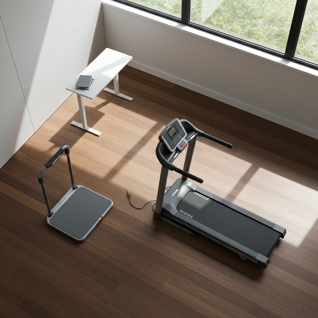 Walking Pad vs Treadmill home use — hero image showing both machines side by side in a modern living room