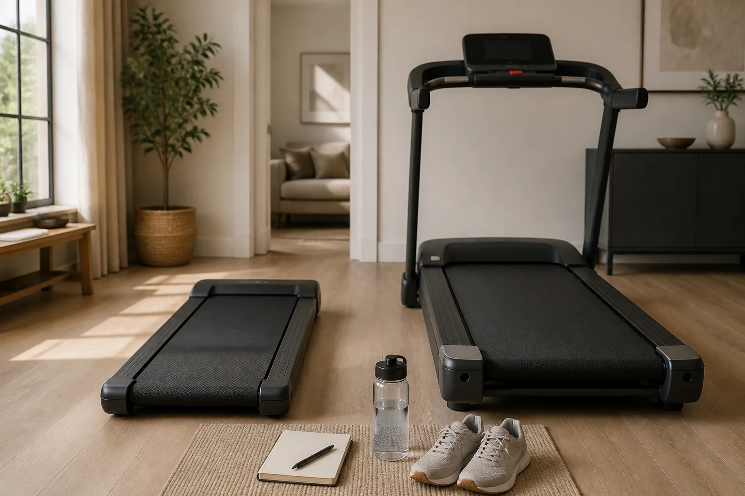 Walking pad equipment and setup illustrating Walking Pad vs Treadmill for Weight Loss